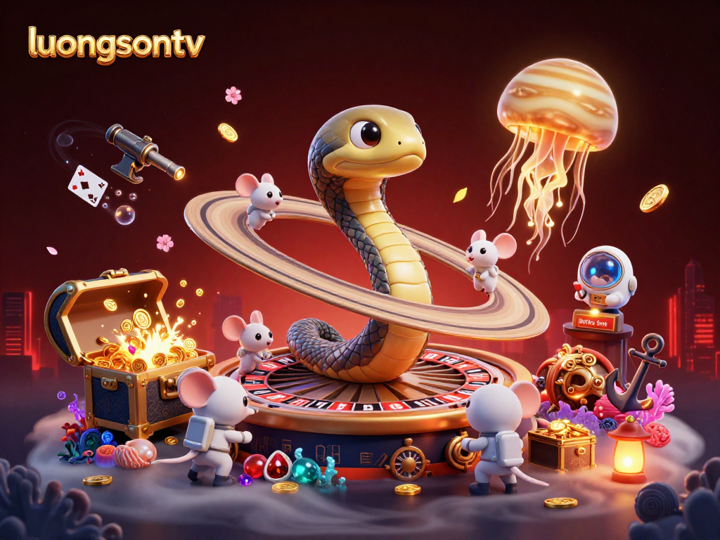 Experience thrilling gaming with luongsontv in a vibrant cosmic casino scene.