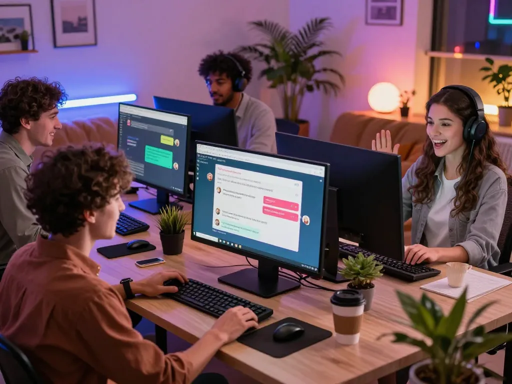 Engaging individuals in lively nsfw chat conversation in a vibrant digital space.