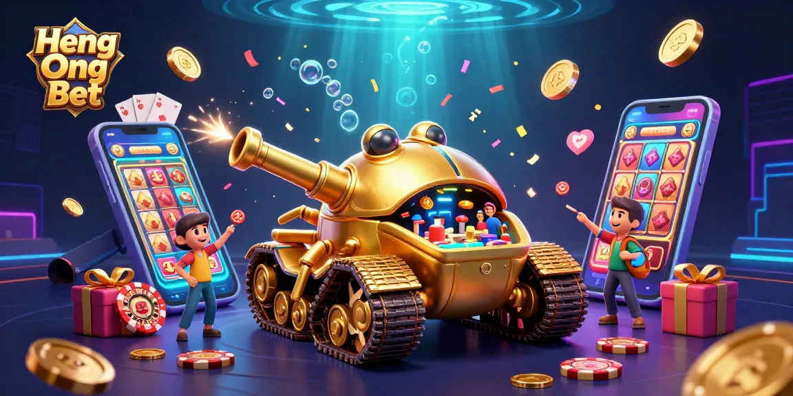 Experience the thrill of Heng Ong Bet with a vibrant 3D casino scene filled with games and excitement.