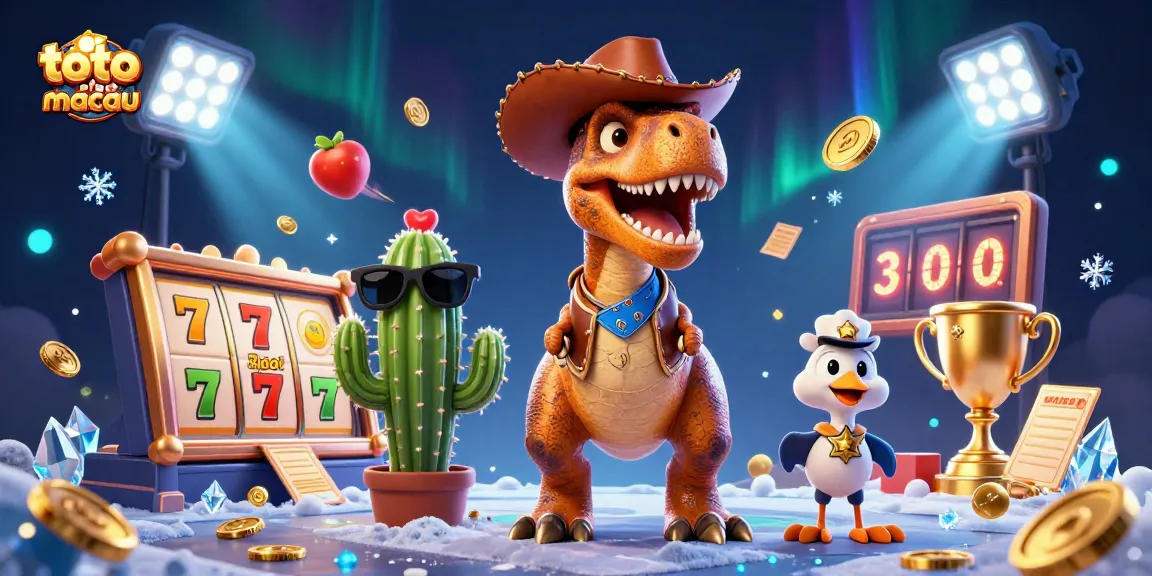 Engage with thrilling jackpots at toto slot macau, showcasing vibrant 3D elements with spinning reels and exciting slots.