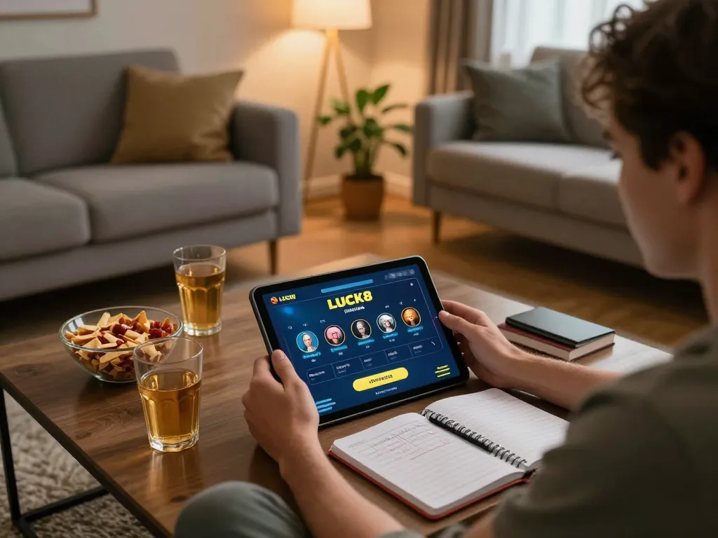 Logging into LUCK8 casino app for an exciting online gaming experience at home
