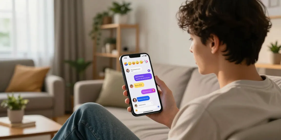 Engaging AI spicy talk conversation taking place in a cozy modern living room with vibrant chat interface.