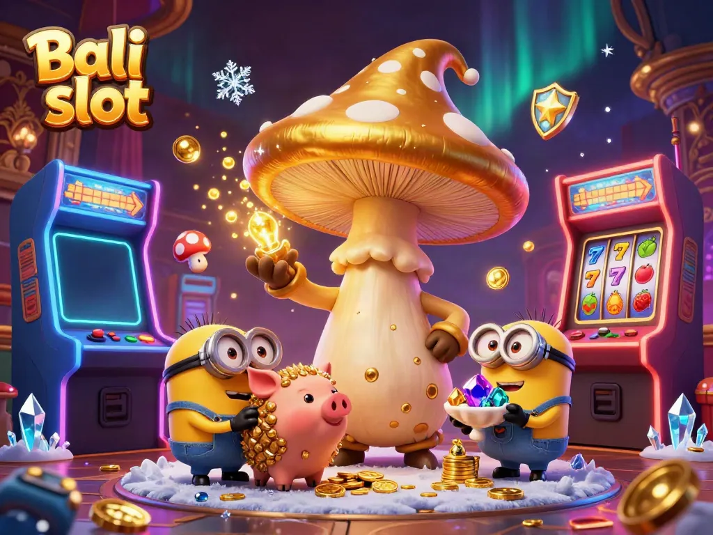 Experience the vibrant Bali slot adventure with golden wizard, treasure pig, and lively game elements.