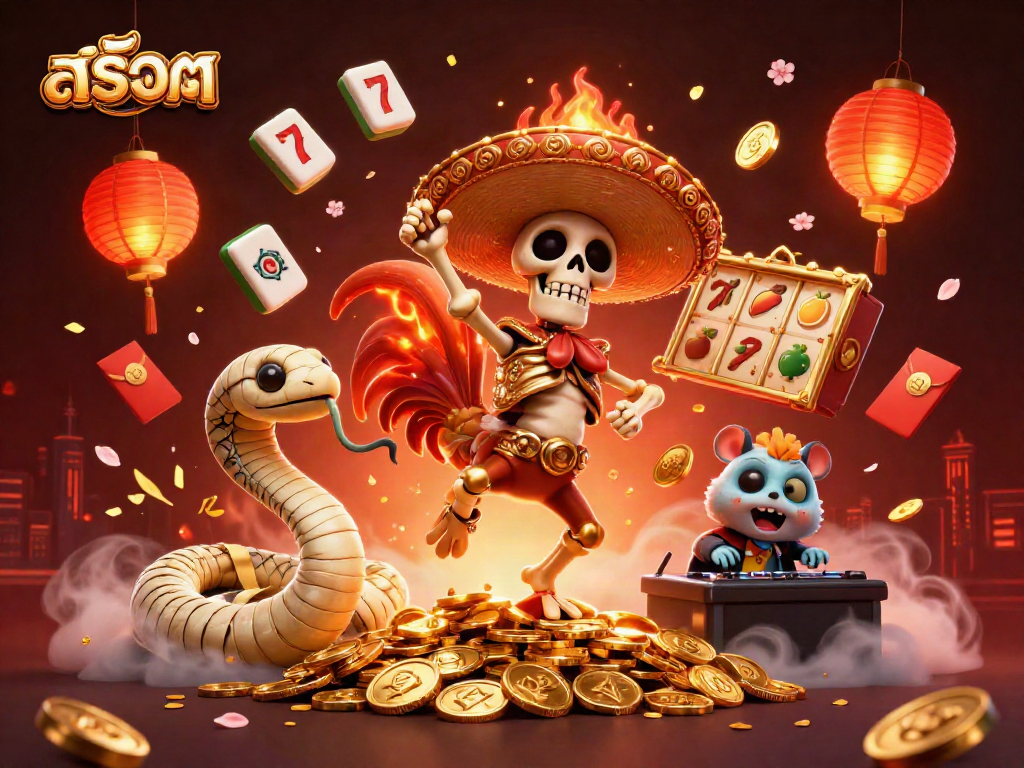 Experience exhilarating สล็อต gameplay with vibrant characters and symbols celebrating fortune.