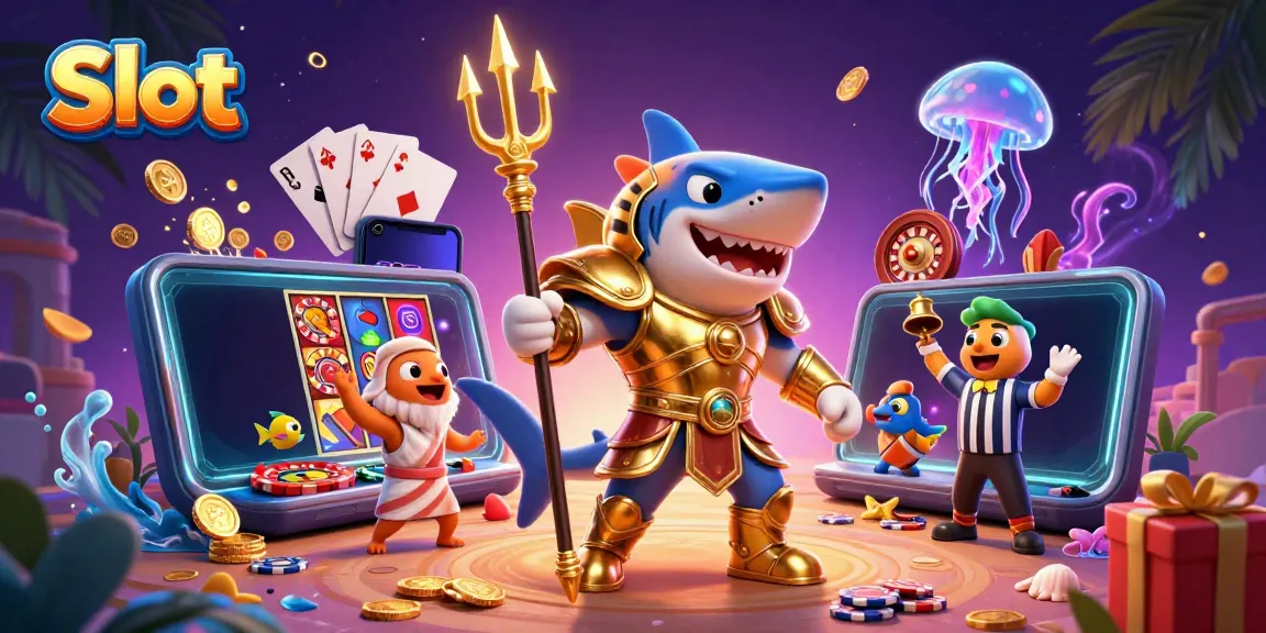 Slot dengan ilustrasi hiu macan 3D kartun di arena bawah laut, memikat pemain dengan fitur menarik.