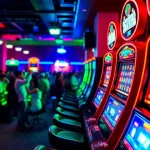 Memenangkan permainan Slot Game di lingkungan kasino yang meriah.