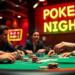 Engage in an exciting Poker Game with focused players around a vibrant casino table.