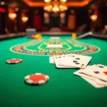 Play strategic games at the Blackjack Casino with an engaging table setup and colorful chips.