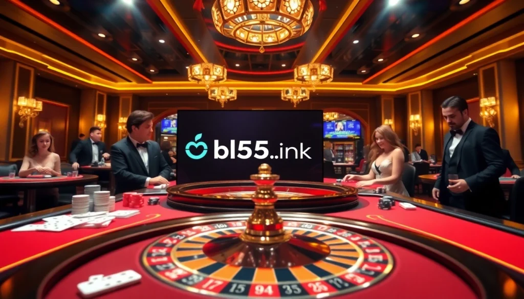 Experience the thrill of gambling with bl555.link at an elegant casino table, showcasing excitement and professionalism.