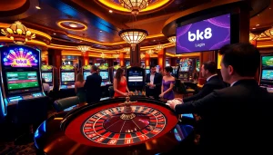 Experience seamless gaming with bk8 login, elegantly integrated into a vibrant casino atmosphere.