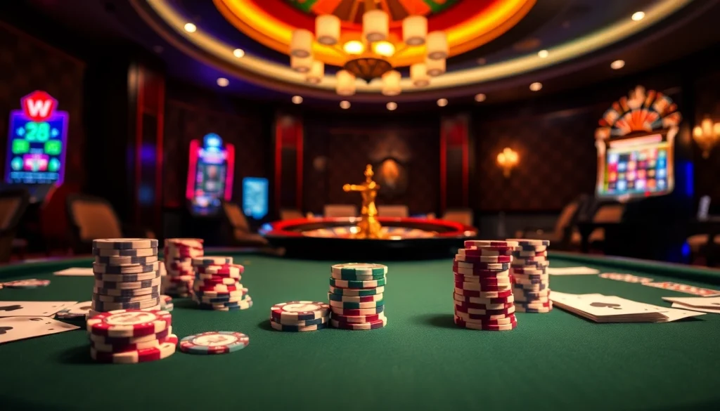 Players engaged in a thrilling poker game at vt88 casino with vibrant casino supplies.