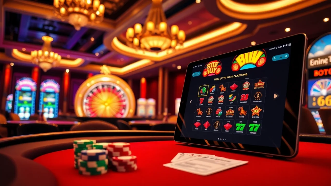 An engaging casino scene promoting online gambling at https://impactxoft.com with vibrant tables and slot machines.