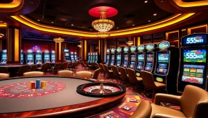 Experience thrilling gameplay at 555win casino with vibrant tables and slot machines.