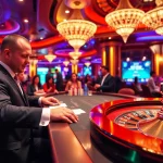 Experience gaming excitement at https://thabet.vegas/ with a dynamic casino scene featuring dealers and players.