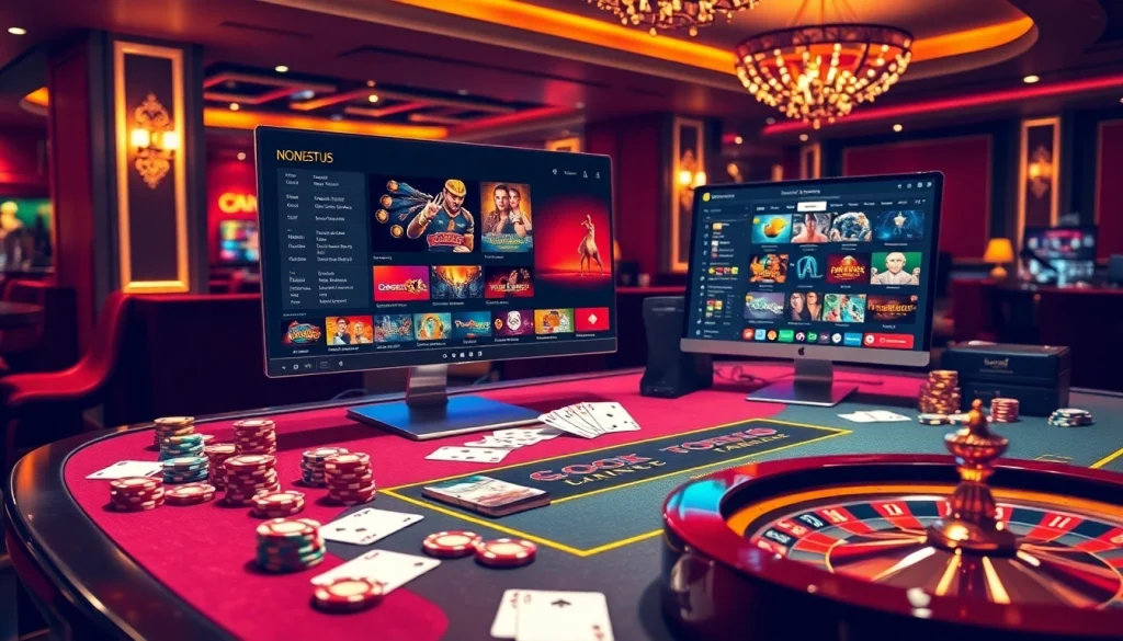 Experience excitement at https://xx88.nl/ with casino games, vibrant chips, and a roulette wheel.
