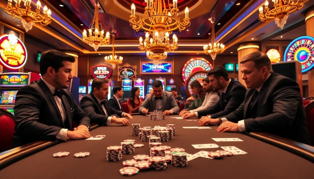 Engaged players at a luxurious poker table, showcasing the thrilling atmosphere of https://xx88.day/.