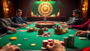 High-stakes poker action at https://urr88.com/ with colorful chips and elegant game cards.
