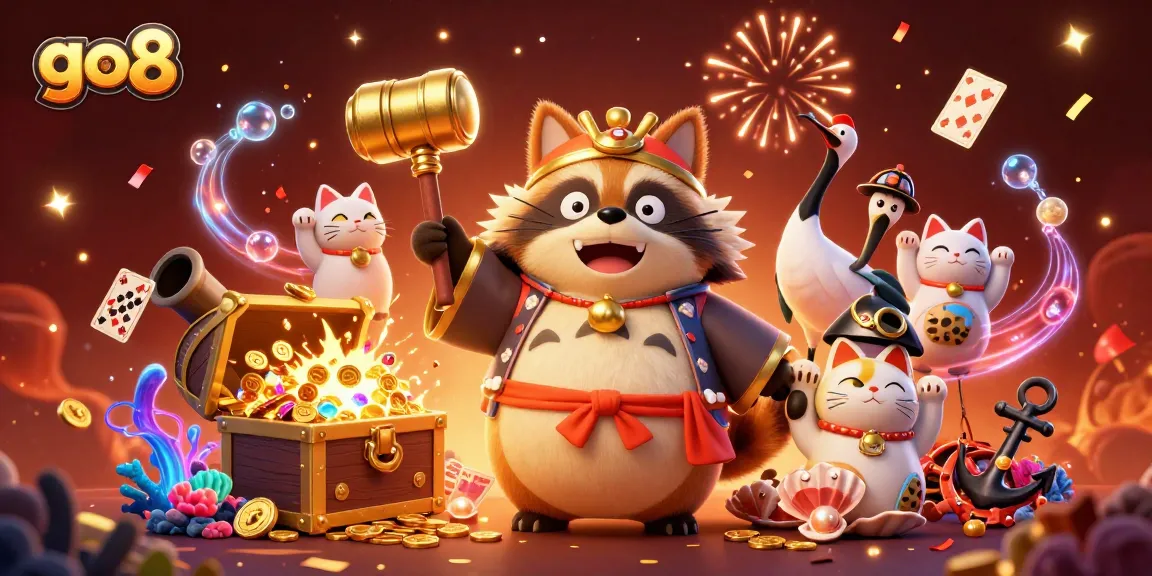 Experience the thrill of go8 with an engaging scene of celebration and fortune in a vibrant casino atmosphere.